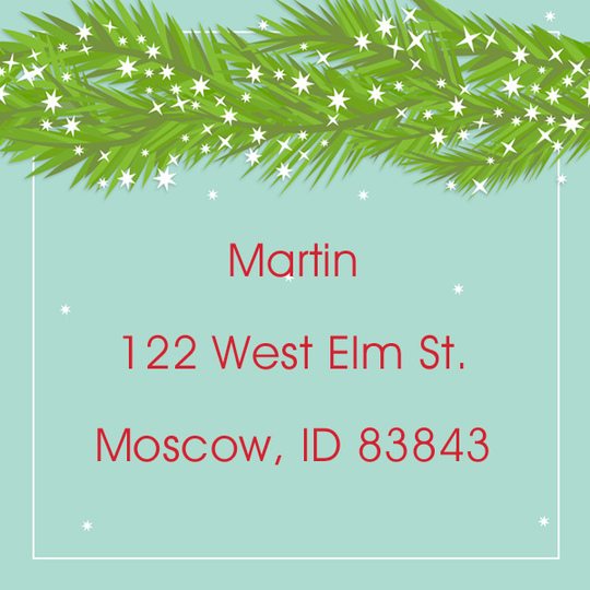 Bough and Stars Square Address Labels